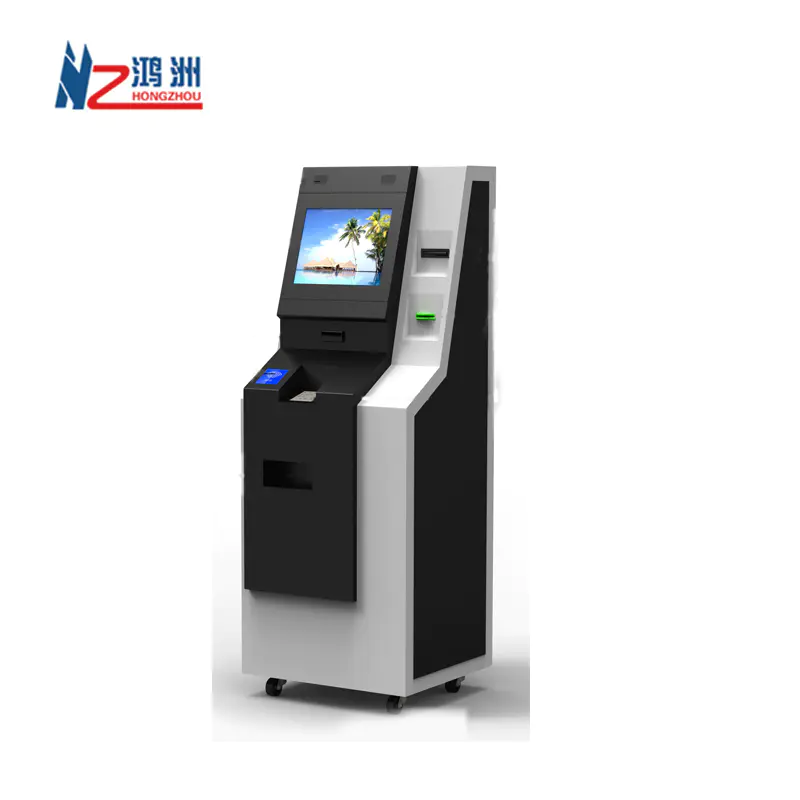Self service coin-operated kiosk with printer with queue management