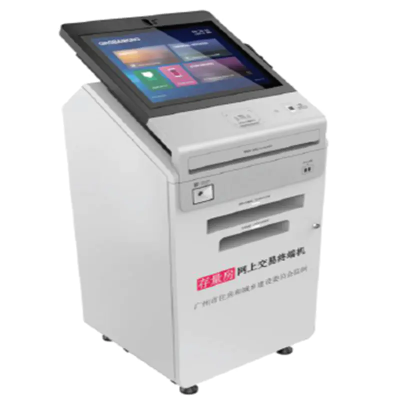 smart whole process tax system kiosk with 19'' touch screen and movable caster