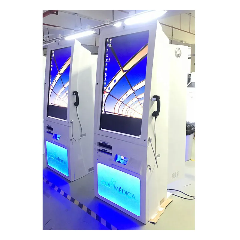 46 inch free standing kiosk document and barcode scanner telephone with Windows system in hospital