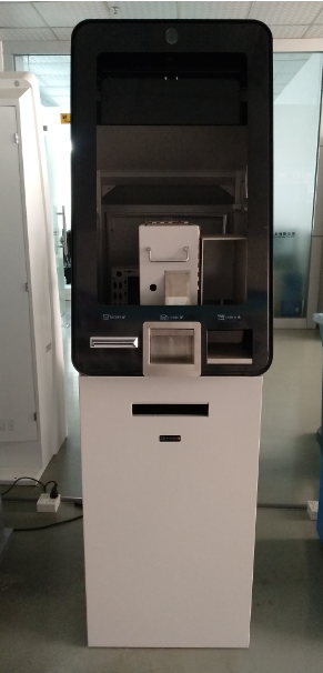 standing smart cash deposit kiosk with receipt printing