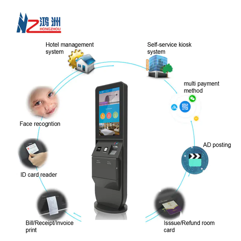 Factory Price Hotel Check in Kiosk With Card DIspenser and Thermal Printer