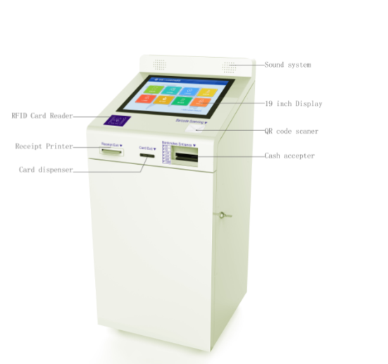 digital signage card dispensing kiosk with paying function