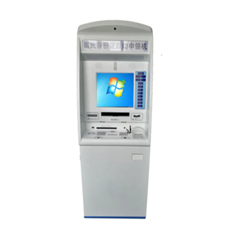 Interactive E-Goverment Kiosk with printing QR code scanner identification card recognition