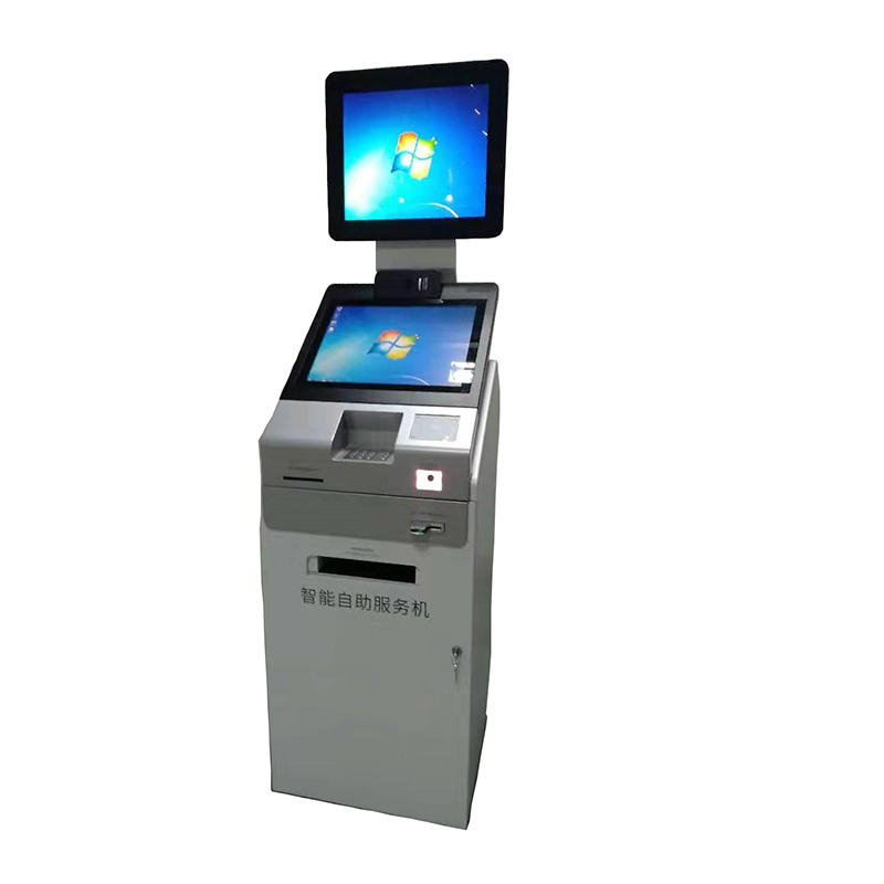 digital signage self service hopspital kiosk terminal with social security card and bank card