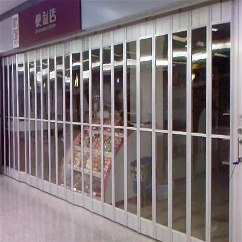 Commercial folding doors pc transparent polycarbonate sliding folding door for supermarket 20*7 feet