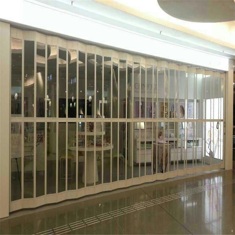 Folding door polycarbonate aluminum frame with transparent PC slat sliding door