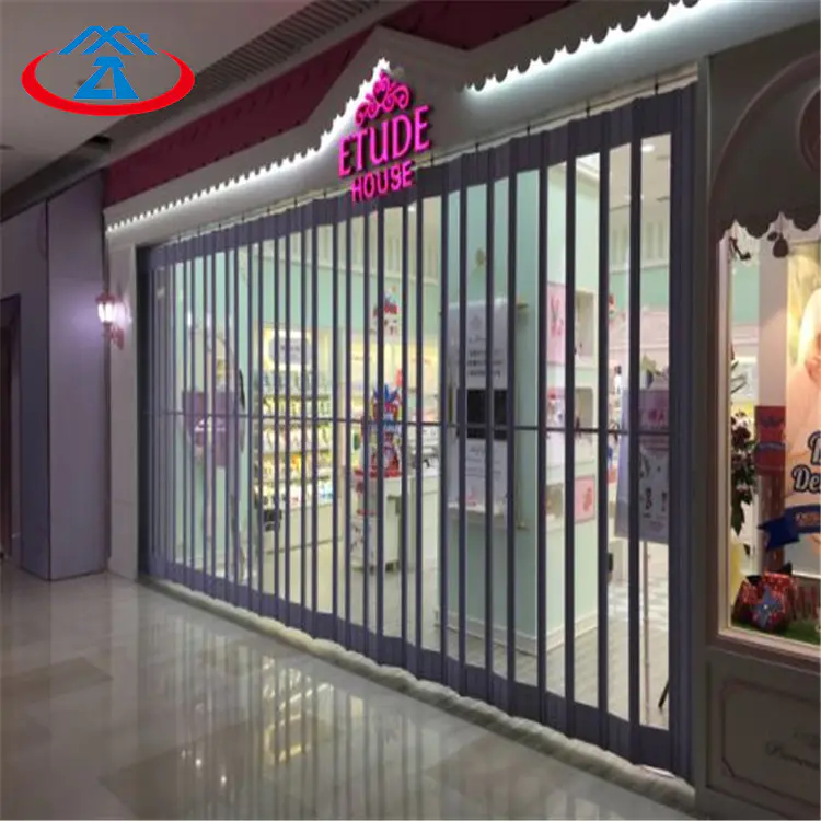 120mm Width Of The PC Slat Size 6000mmW*3000mmH 24 Hours Display Transparent Polycarbonate Folding Door
