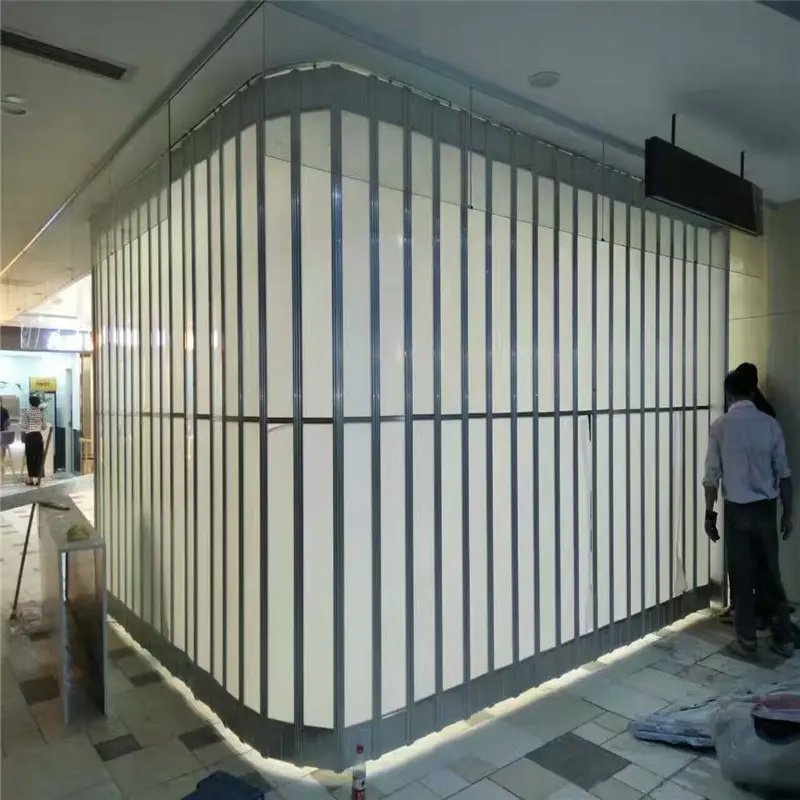 300mm slat width 20*8 feet pc hot sale transparent polycarbonate folding door bi fold sliding doors