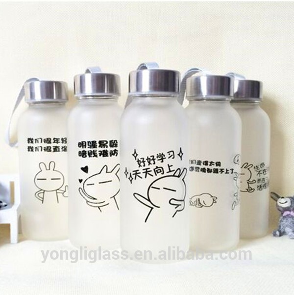 Hot selling voss water glass bottle wholesale ,frosted rabbit water glass botlle