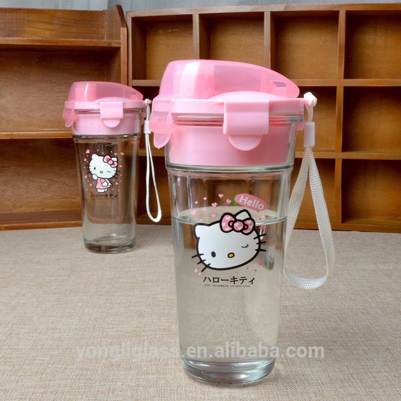 2015 Last products High temperature hello kitty lock and lock glass cups,shaker bottle Glasslock glassware