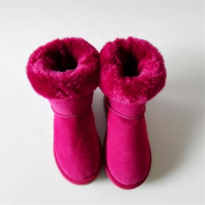 HQB-WC008 OEM customized premium quality winter thermal fashion style genuine cow suede snow boots for women.