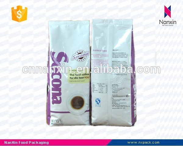 resealable foil lined coffee packaging bag with valve