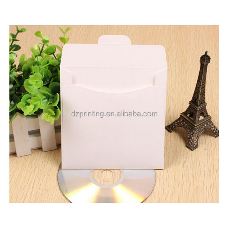 Customized Envelope Packaging White Craft Cardboard CD DVD Disc Sleeve With Foil Stamping