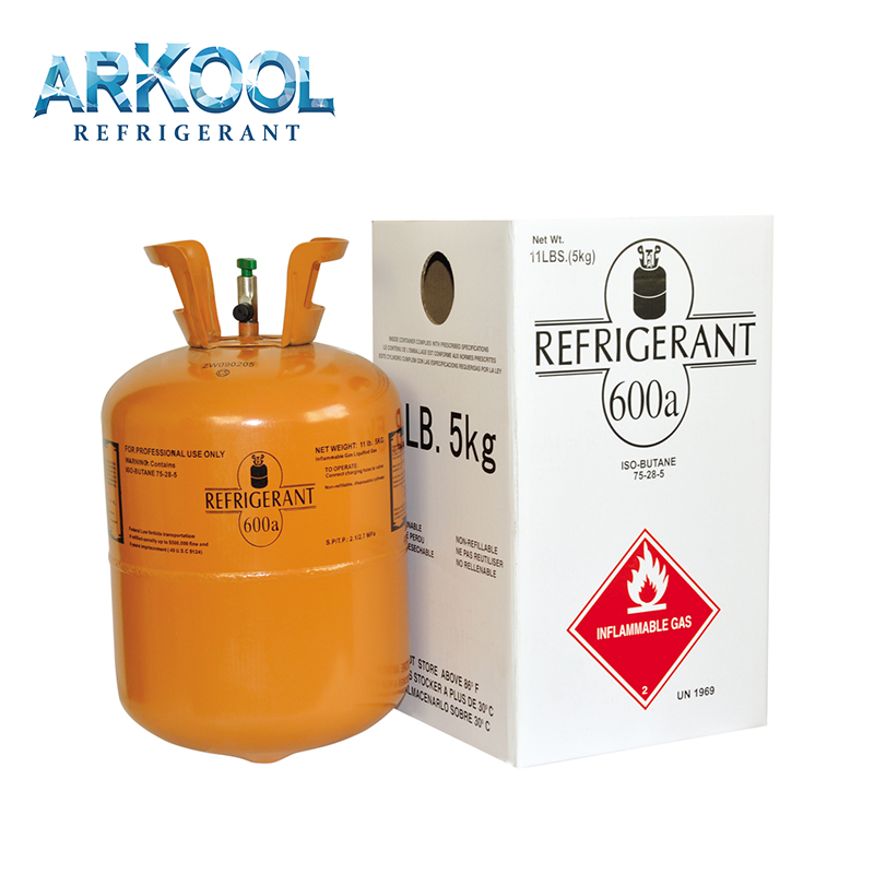 disposable 5.6kg refrigerant cylinder high purity refrigerant gas R600a