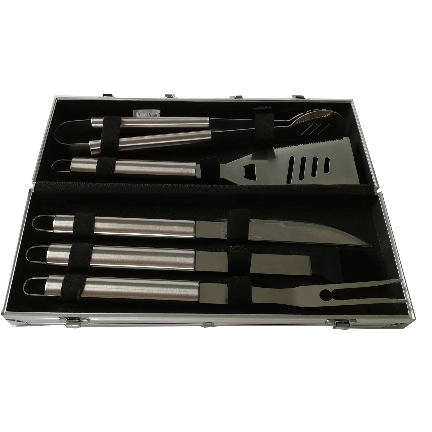 5pcs stainless steel bbq tools set for barbecue with aluminum case