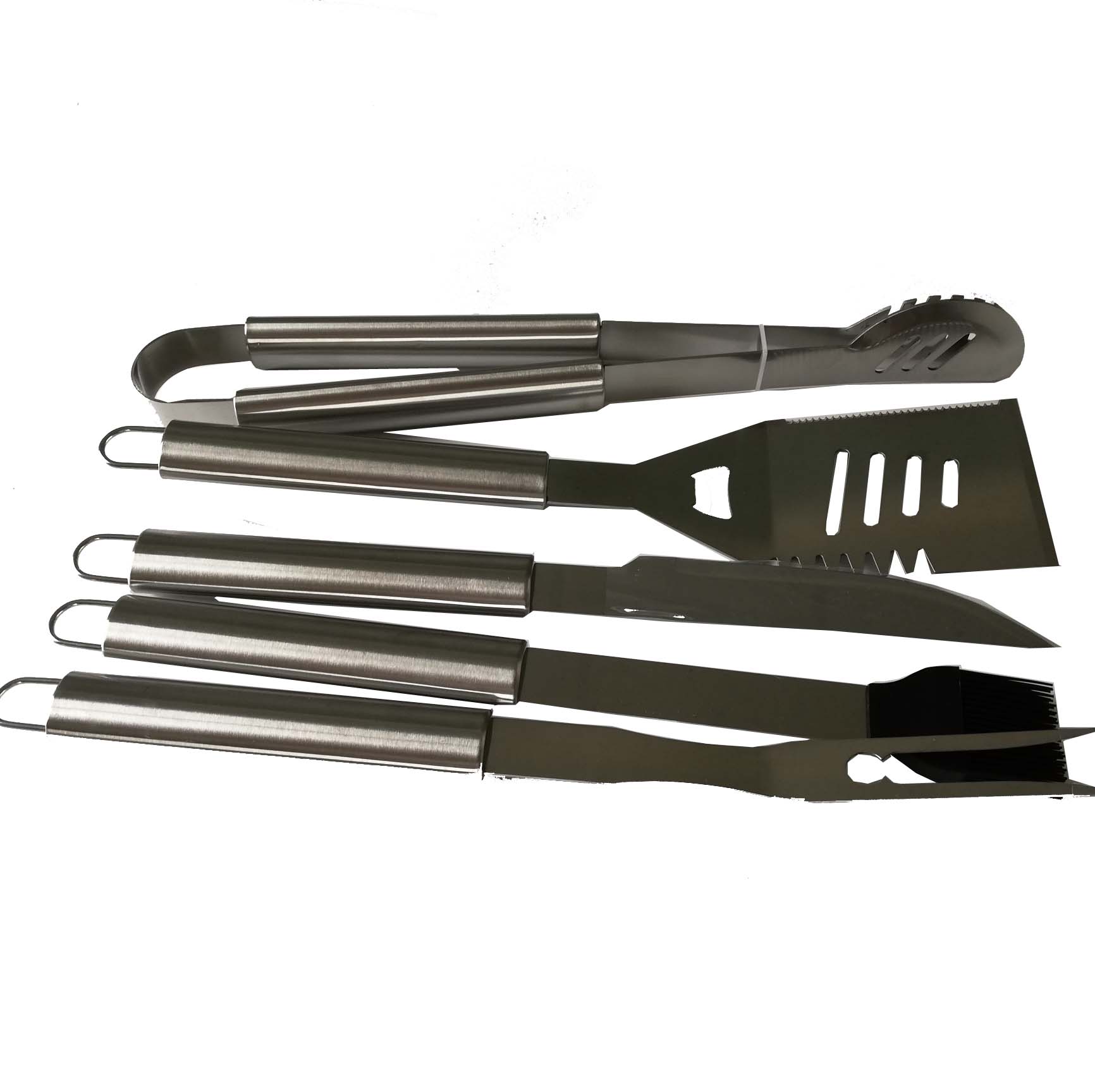 5pcs stainless steel bbq tools set for barbecue with aluminum case
