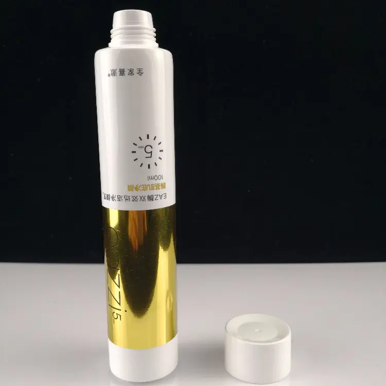 100ml Facial Cleanser Round Dual Chamber Gold Stamping Packaging Cosmetic Tube With Screw Cap
