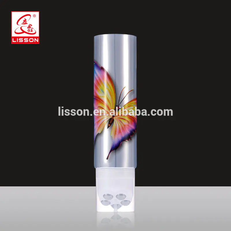 Cosmetic Round Plastic Tube With Stainless Massage Ball/Roller for Chest or Breast or Bust or Body Cream