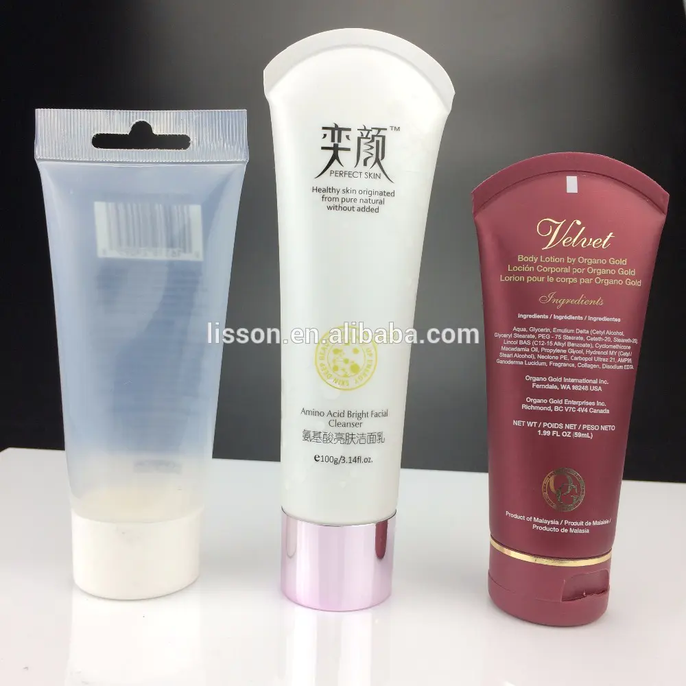 60ml clear cosmetic plastic packing transparent tube for BB cream with fan tail