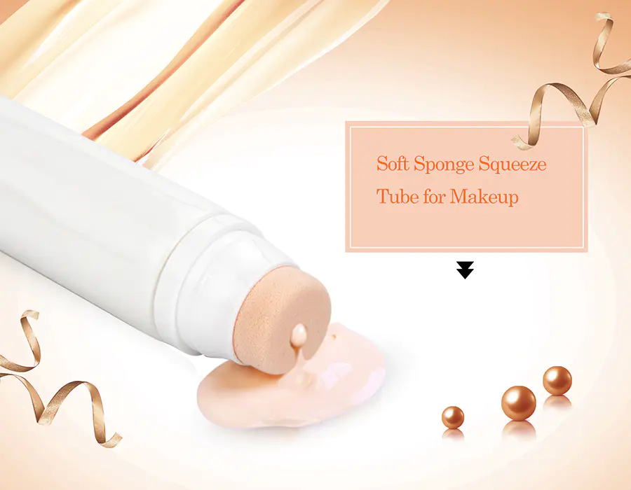 plastic cosmetic tube with soft sponge massage head