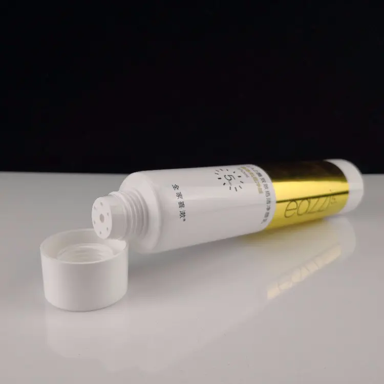 100ml Facial Cleanser Round Dual Chamber Gold Stamping Packaging Cosmetic Tube With Screw Cap