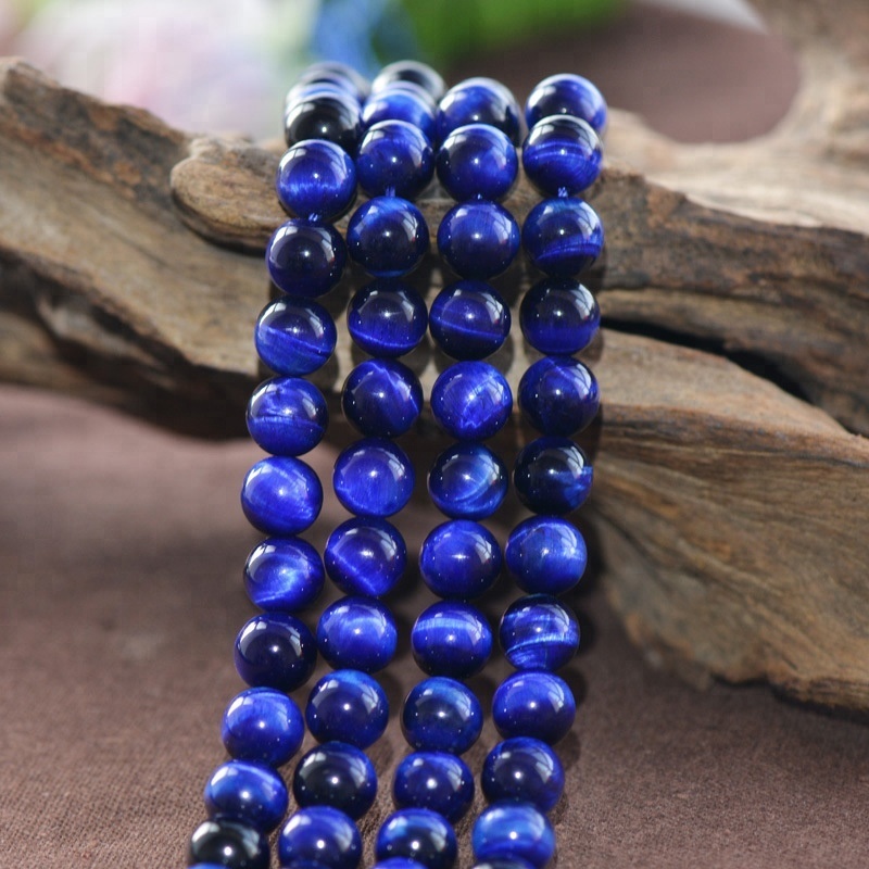 Joacii Best Stone Jewelry Natural AAAAA Blue Tiger's Eye Stone Beads in Bulk