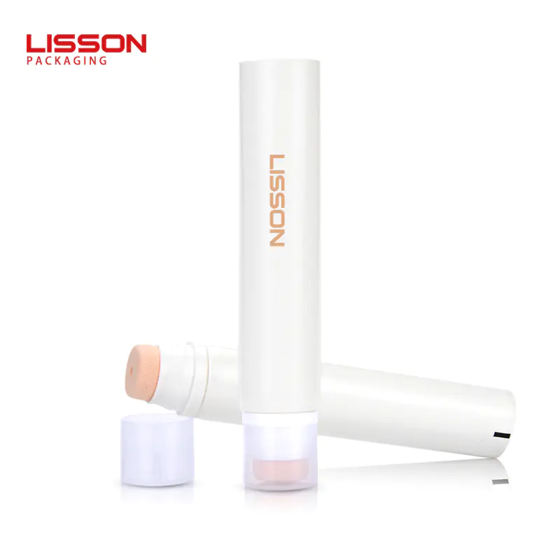 plastic cosmetic tube with soft sponge massage head