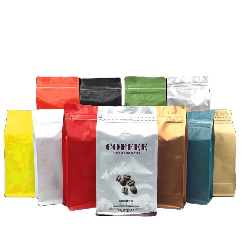 Coffee Bag Custom Logo Dry Fruit Zipper Closure Packing Flat Bottom Bags