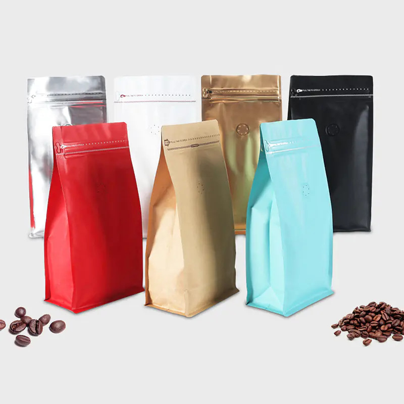 factory high quality good selling custom printed flat bottom coffee bag