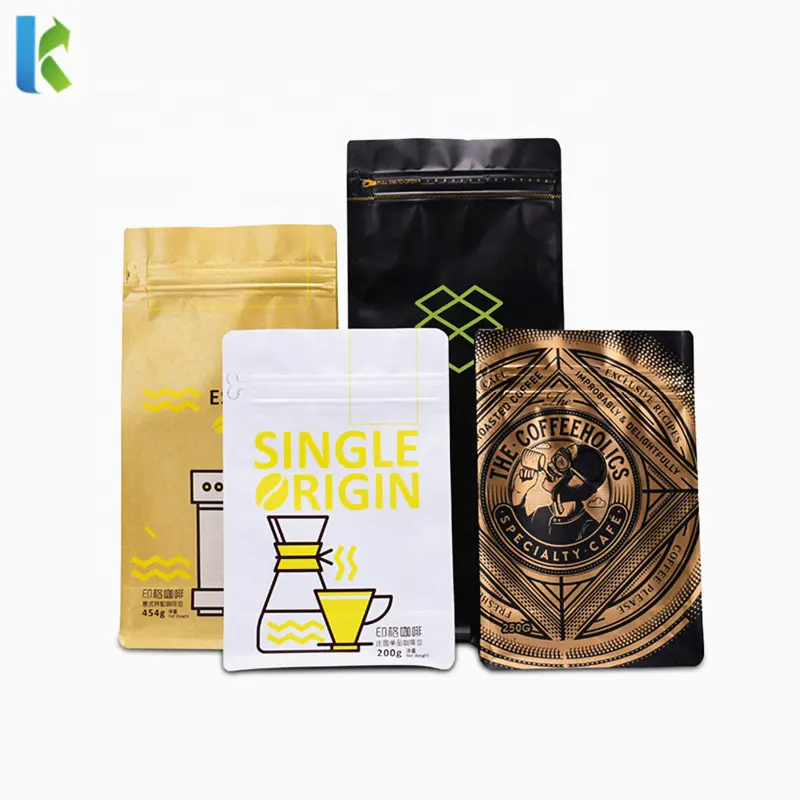 Custom Logo Stand Up Zippe Coffee Packaging Pouch with Valve
