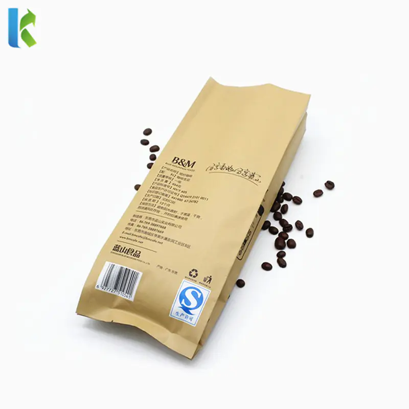 Custom Printed Ziplock Sealable Kraft Side Gusset Bags for Coffee Beans Pouches