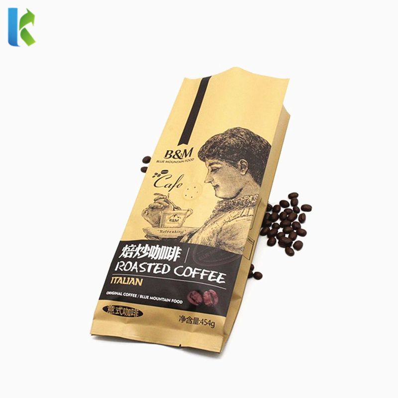 Custom Printed Ziplock Sealable Kraft Side Gusset Bags for Coffee Beans Pouches
