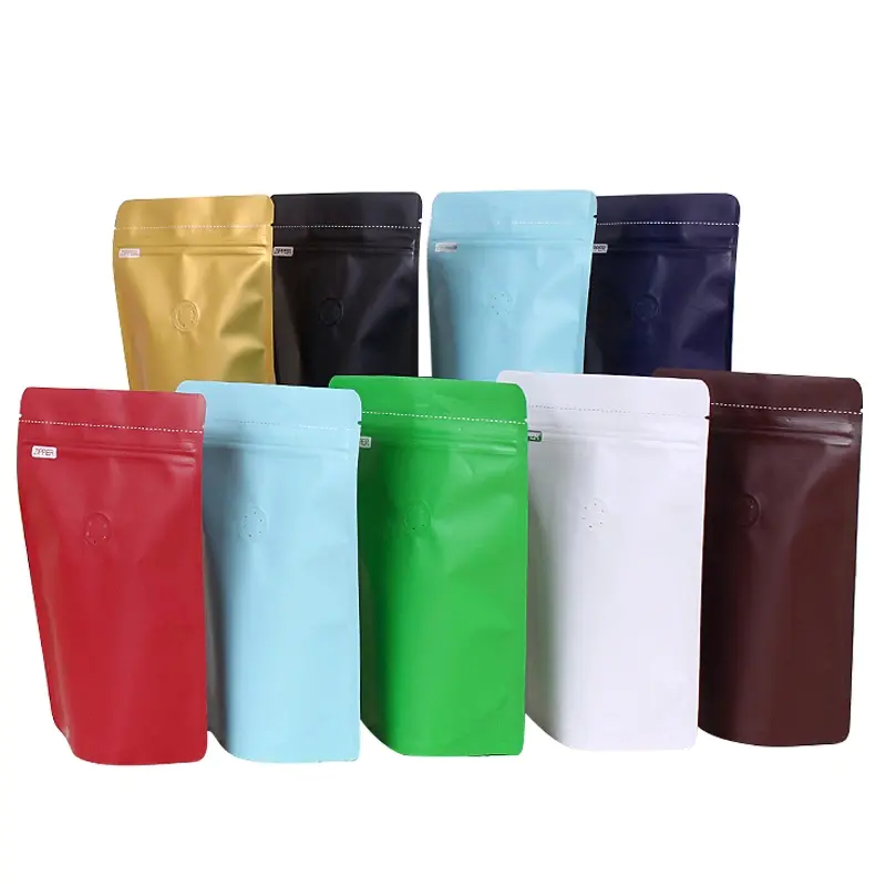 High Quality Matte Black Zipper Stand up Pouch Plastic Aluminum Foil Valve Coffee Packaging Bag