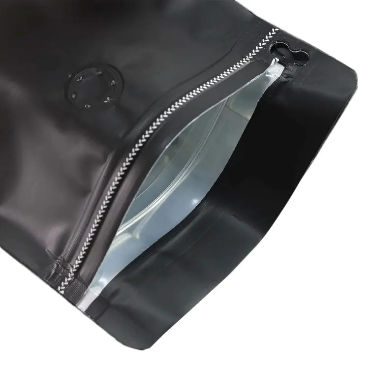 High Quality Matte Black Zipper Stand up Pouch Plastic Aluminum Foil Valve Coffee Packaging Bag