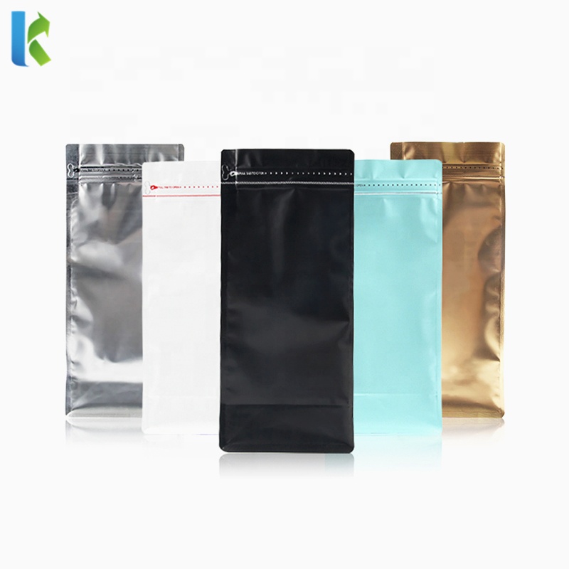 Customized Aluminum Ziplock Pouch Block Flat Bottom Coffee Packaging Bags