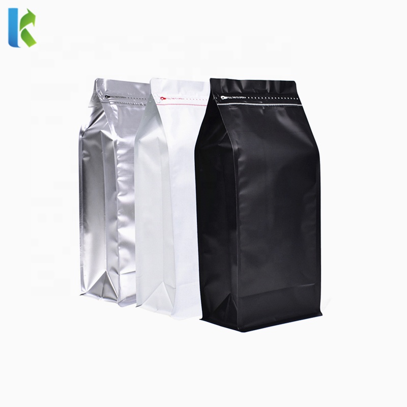 Customized Aluminum Ziplock Pouch Block Flat Bottom Coffee Packaging Bags