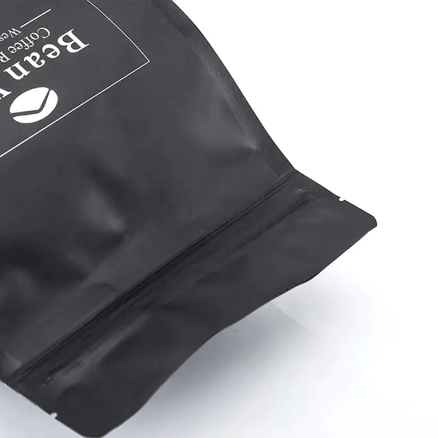 China Factory Custom Printed Matt Black Flat Bottom Coffee Bag with Valve