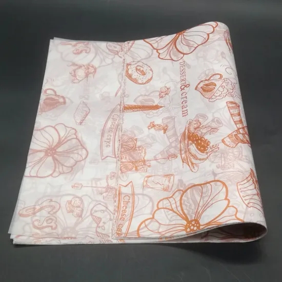 food grade custom printed grease proof food wrapping paper