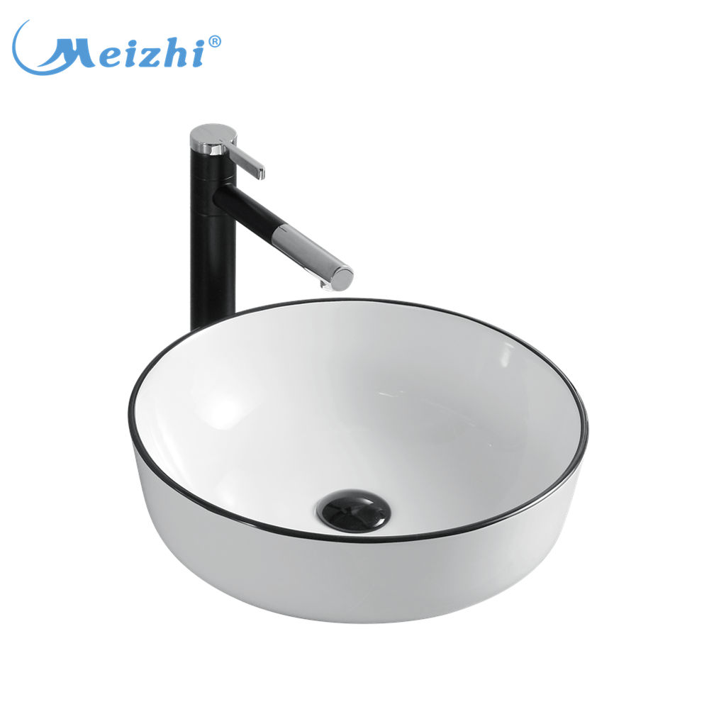 Decal countertop mounted ceramic sink washing basin