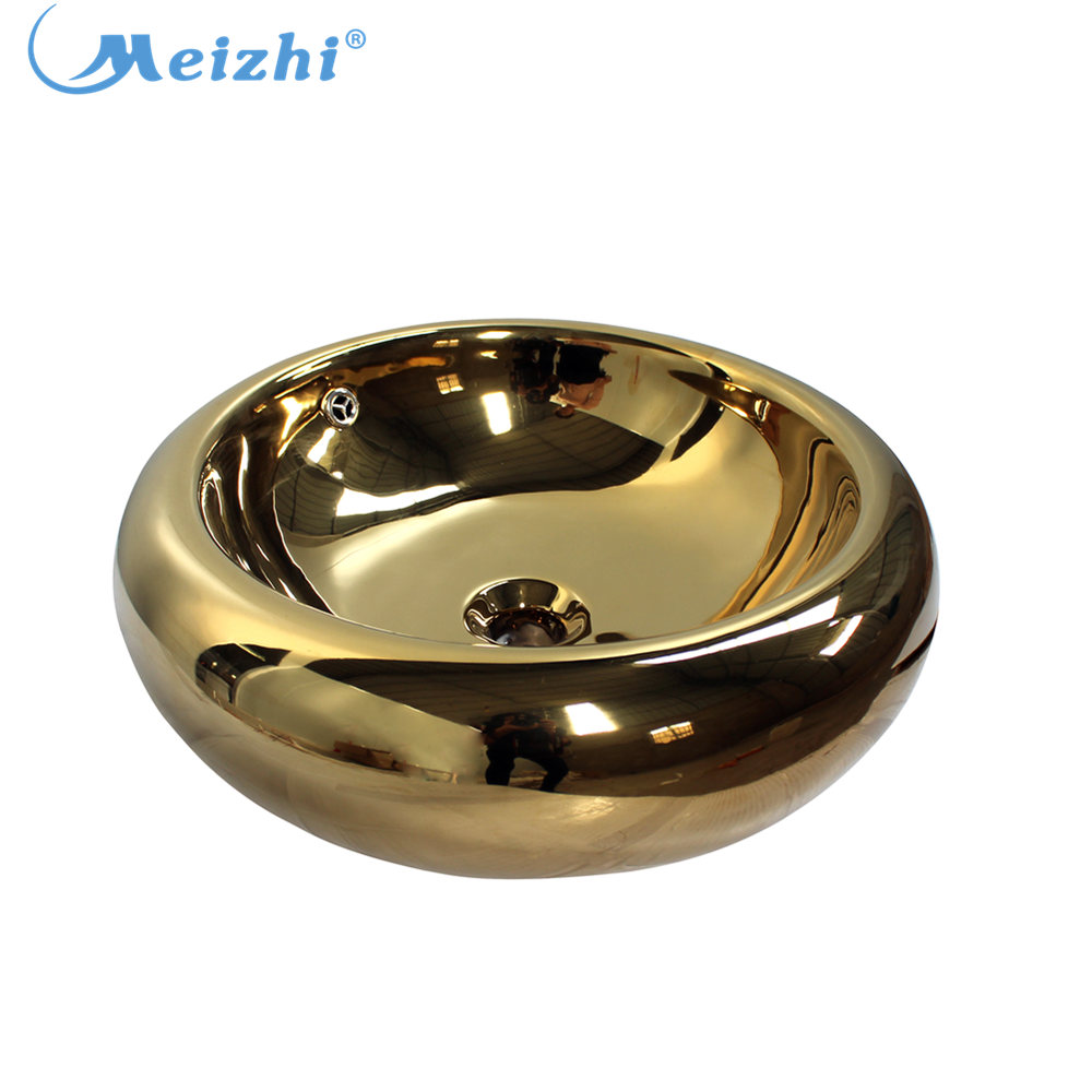 Golden bathroom ceramic basin sanitary ware