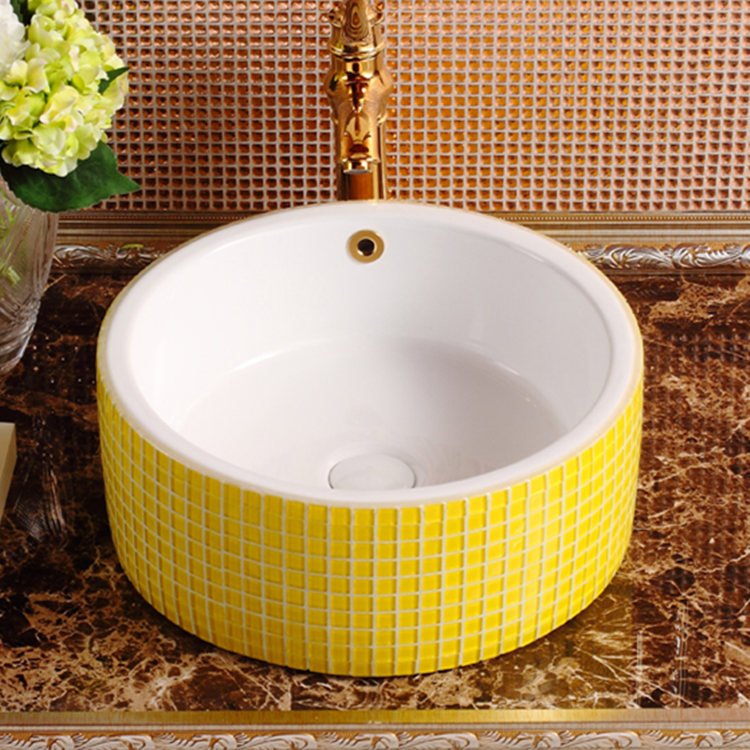 Fancy design excellent quality lines design ceramic special mother of pearl wash basin vessel sink