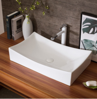Ceramic table mounted vessel sink white