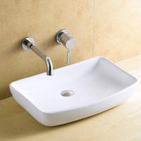 Made in china hotel rectangular ceramic table top basin bathroom sink