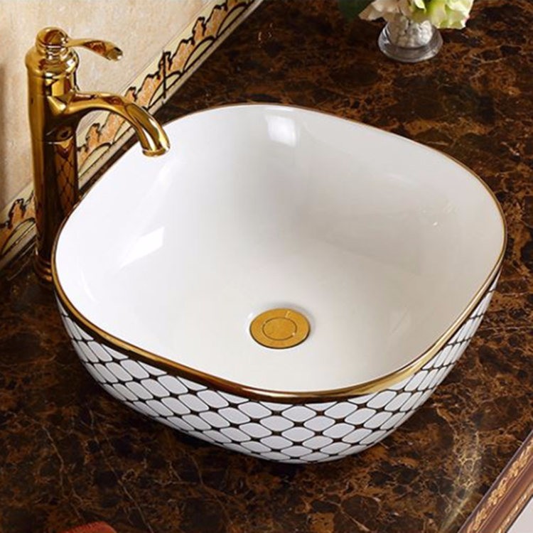 Sanitary ware gold small size square basin