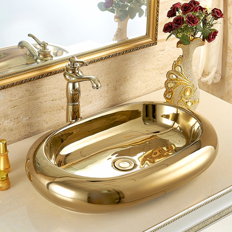 Bathroom gold solid surface basins