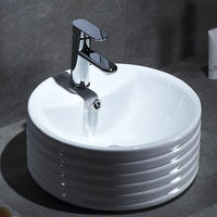 Bathroom porcelain semi recessed basin