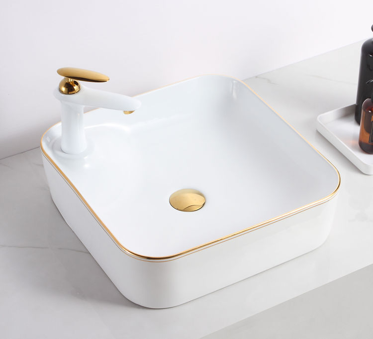 Porcelain bathroom golden stroke lavabo sinks for sale