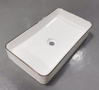 Bathroom rectangle wash face white and gold basin ceramic