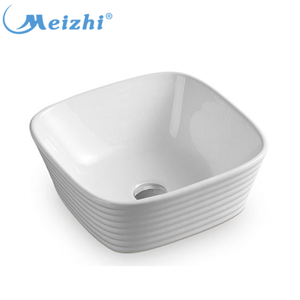 Thin Edge White Akrilik Lavabo Bathroom Table Top Ceramic Hand Wash Basin
