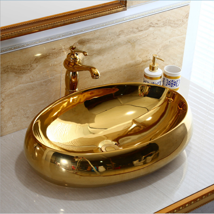 Gold color sink for sanitary ware bathroom
